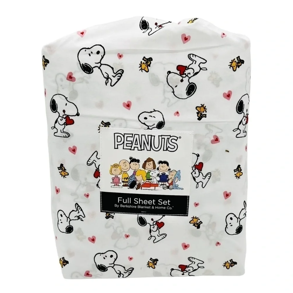 Snoopy Peanuts Full Size Valentine Sheet Set NWT